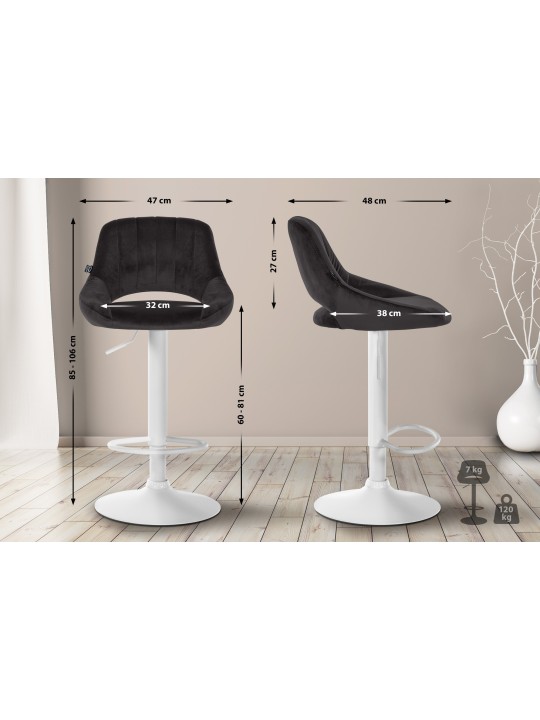 2 baarituolia Milet velvet W, musta 2 baarituolia Milet velvet W, musta
