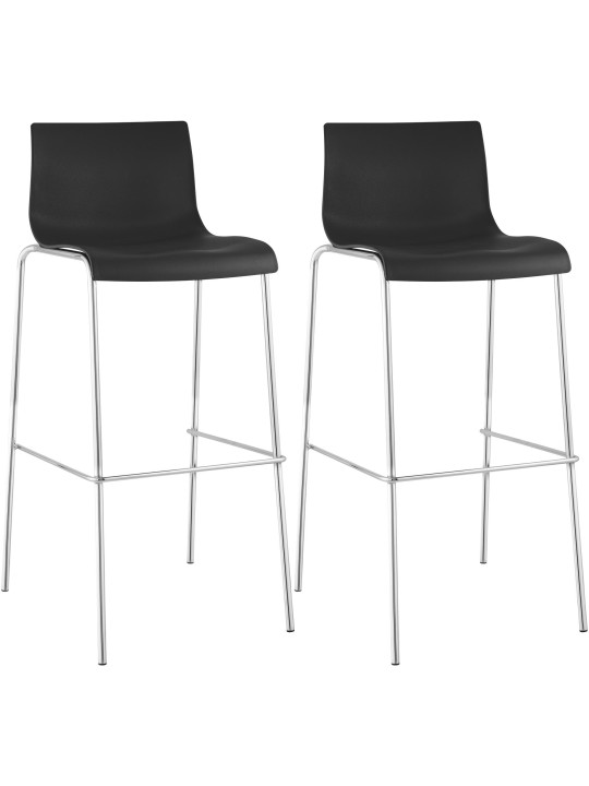 2 baarijakkaran setti Hoover muovinen 4-jalkainen runko kromi, musta 2 baarijakkaran setti Hoover muovinen 4-jalkainen runko kromi, musta