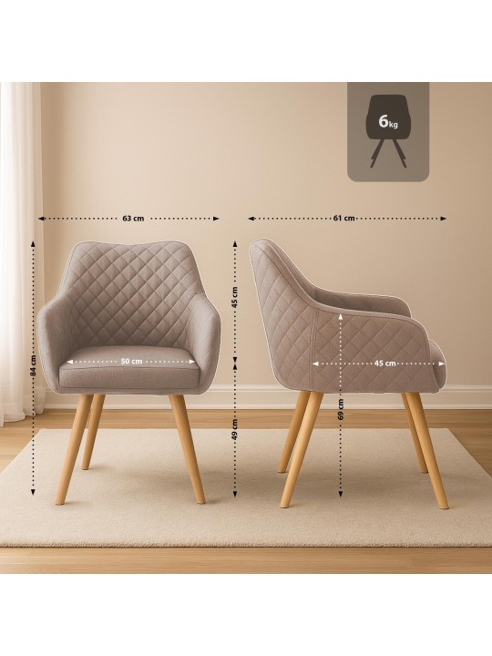 Ruokahuoneen tuoli Gent kangas natura, taupe