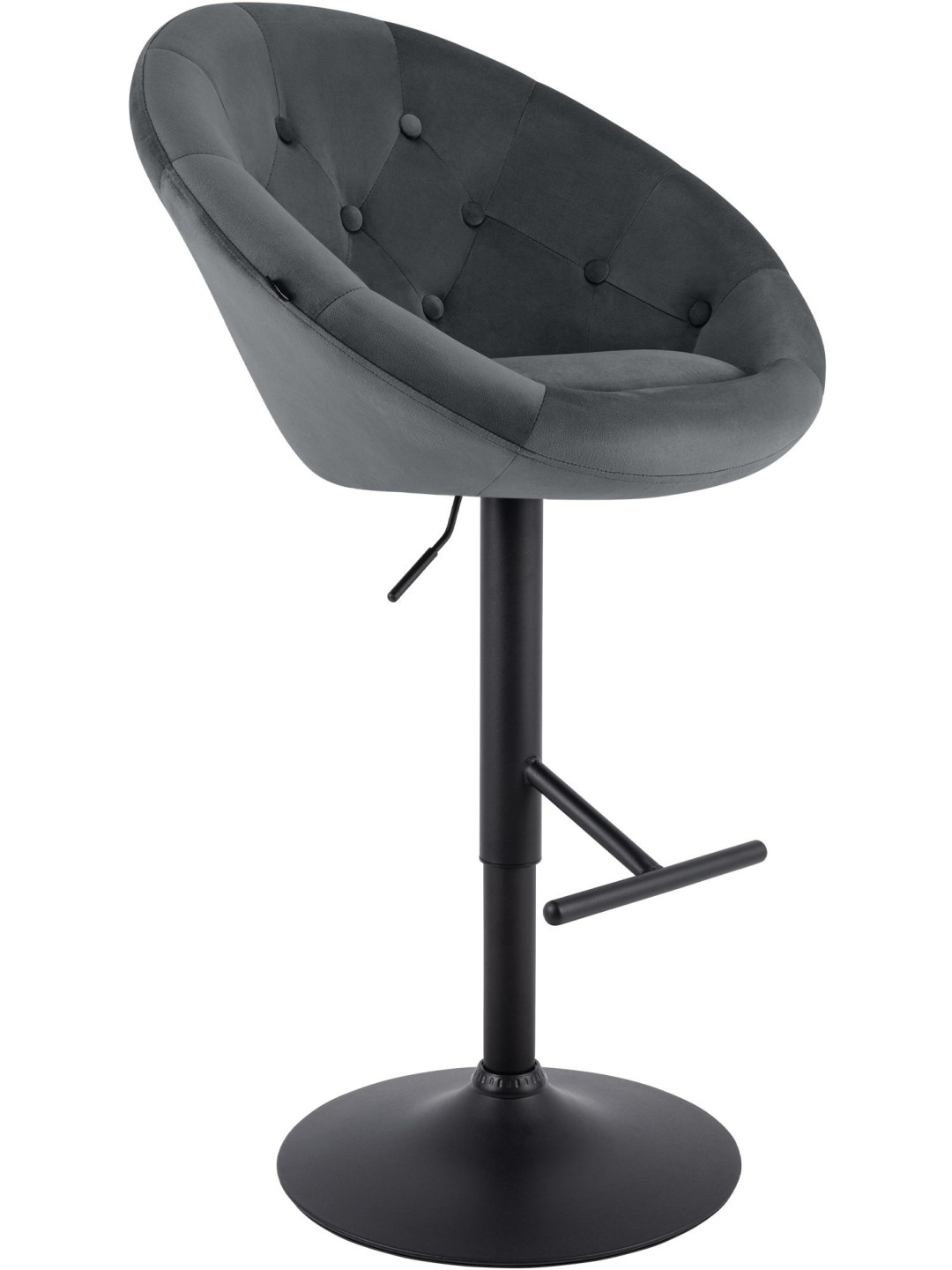 Baarituoli London sametti musta, tummanharmaa