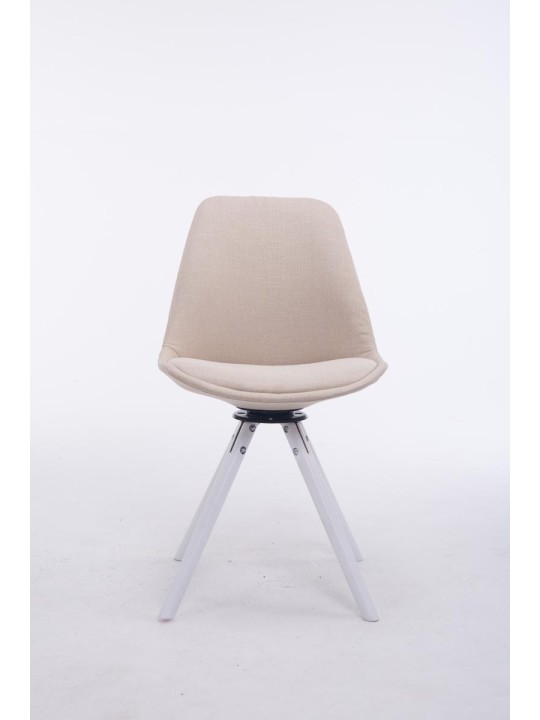 Vierailijatuoli Troyes kääntyvä kangas pyöreä, kermanvärinen