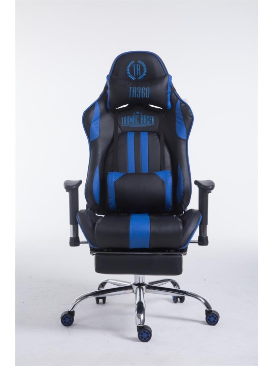 Racing-työtuoli Limit jalkatuella, musta/sininen