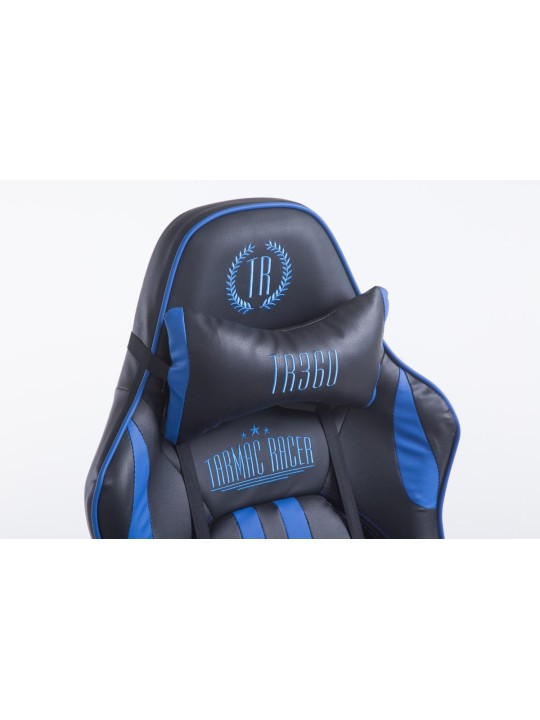 Racing-työtuoli Limit jalkatuella, musta/sininen