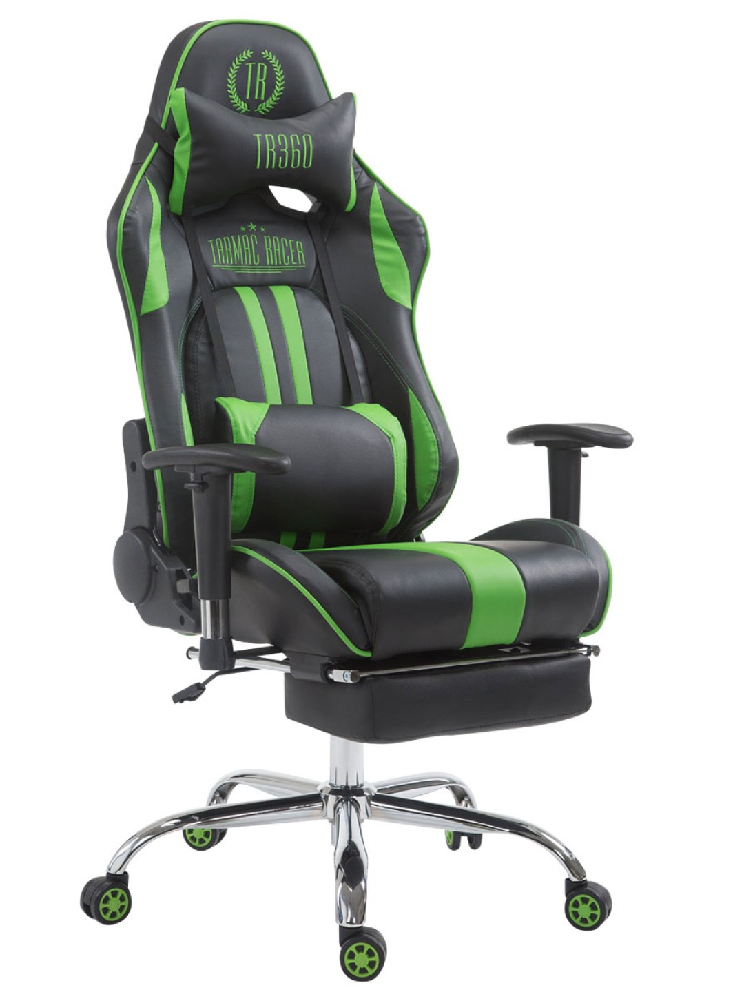 Racing-työtuoli Limit jalkatuella, musta/vihreä