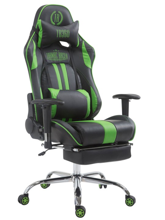 Racing-työtuoli Limit jalkatuella, musta/vihreä