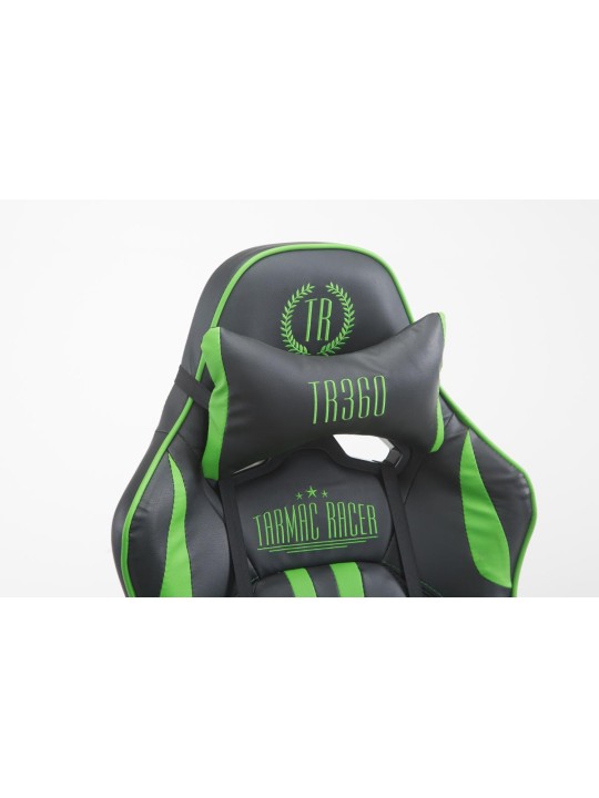 Racing-työtuoli Limit jalkatuella, musta/vihreä