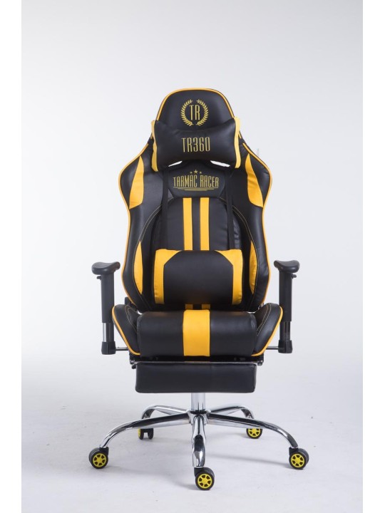Racing-työtuoli Limit jalkatuella, musta/keltainen