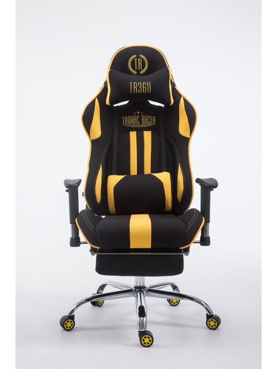 Racing-työtuoli Limit V2 -kangasta jalkatuella, musta/keltainen
