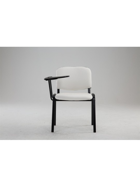 Ken-tuoli, jossa taittuva pöytä keinonahalla, valkoinen