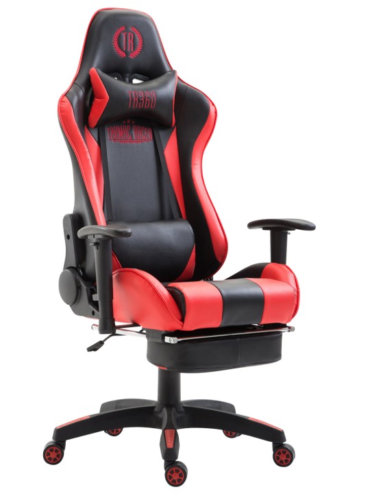 Boavista keinonahkainen työtuoli jalkatuella, musta/punainen