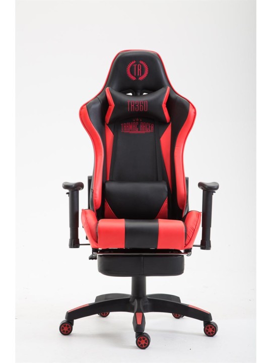 Boavista keinonahkainen työtuoli jalkatuella, musta/punainen