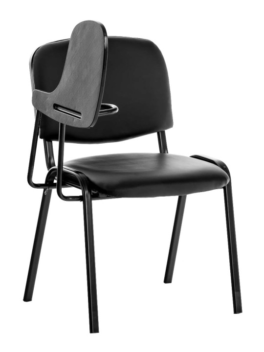 Ken-tuoli, jossa taittuva pöytä keinonahalla, musta