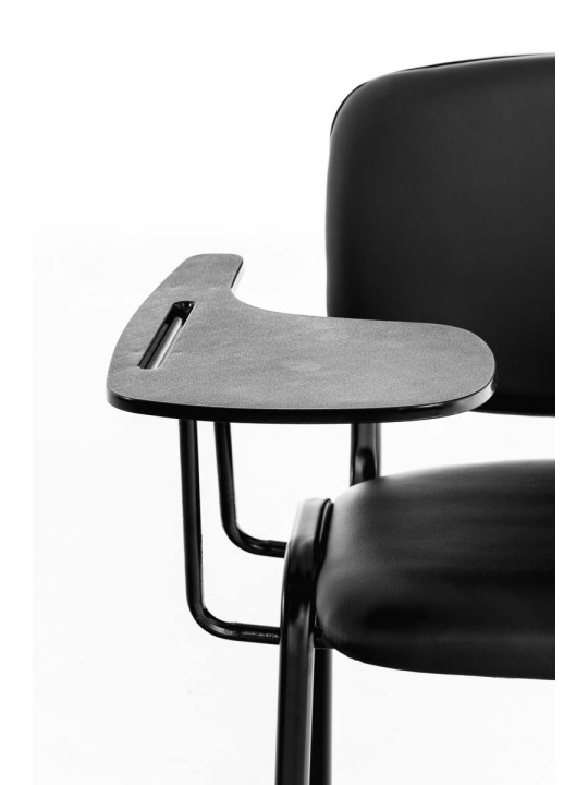 Ken-tuoli, jossa taittuva pöytä keinonahalla, musta