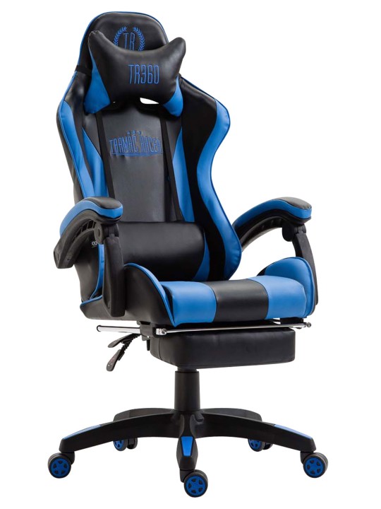 Ignite keinonahkainen työtuoli, musta/sininen