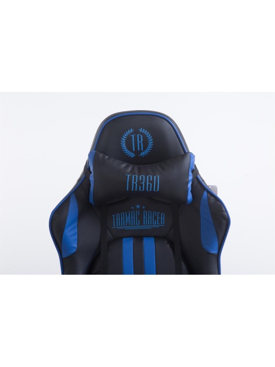 Kilpatyötuoli Limit V2 keinonahkaa jalkatuella, musta/sininen