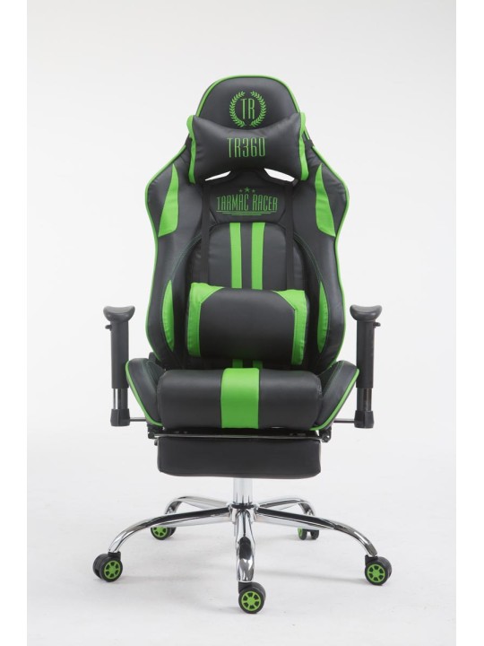 Kilpatyötuoli Limit V2 keinonahkaa jalkatuella, musta/vihreä