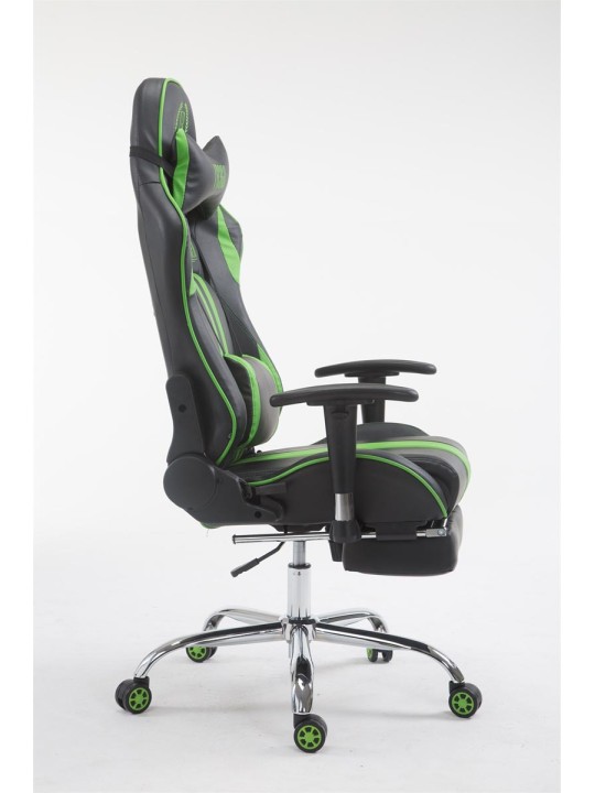 Kilpatyötuoli Limit V2 keinonahkaa jalkatuella, musta/vihreä
