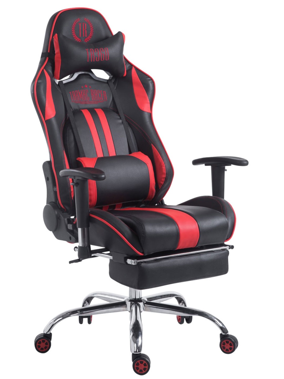 Kilpatyötuoli Limit V2 keinonahkaa jalkatuella, musta/punainen