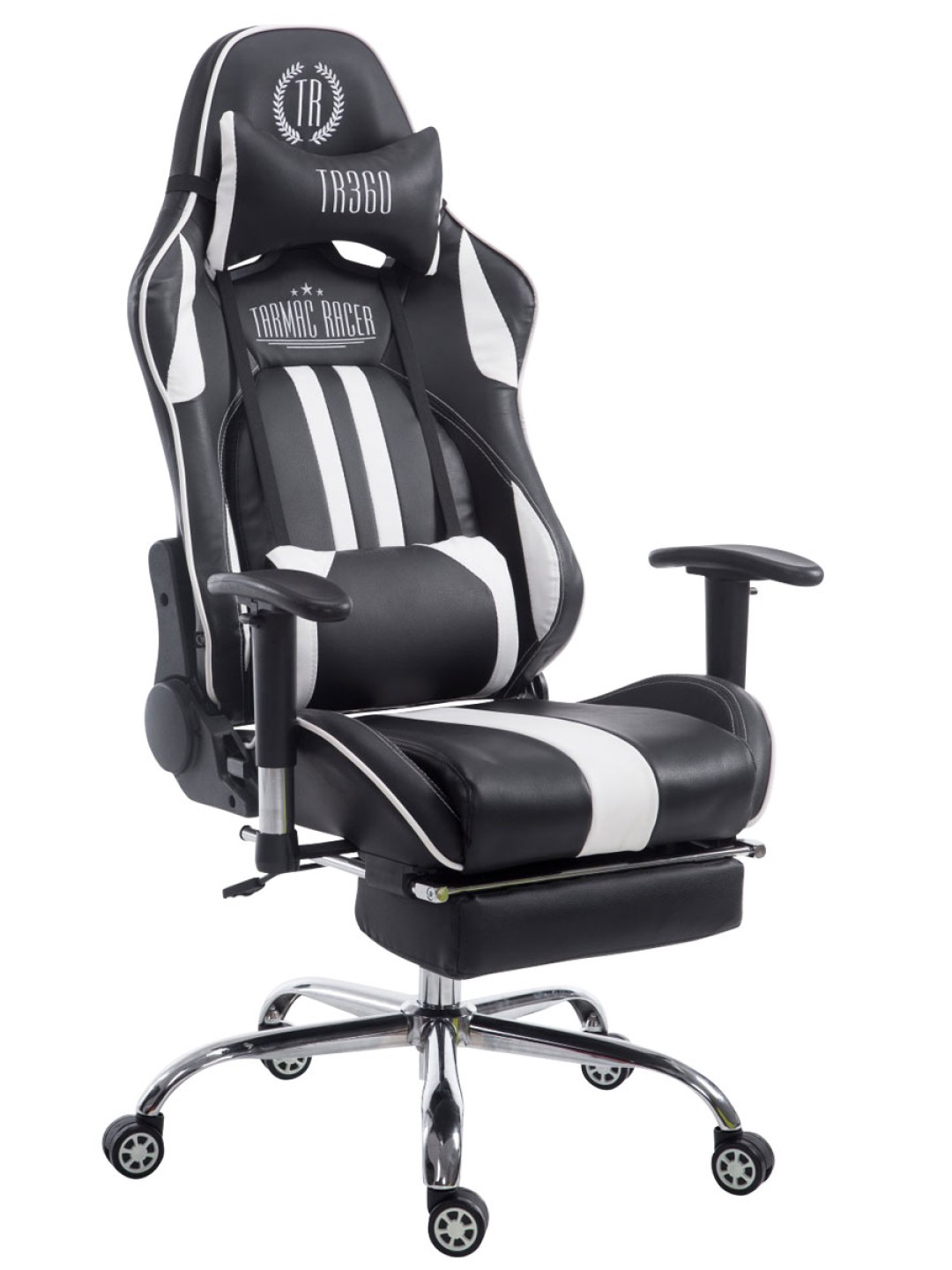 Kilpatyötuoli Limit V2 keinonahkaa jalkatuella, musta/valkoinen