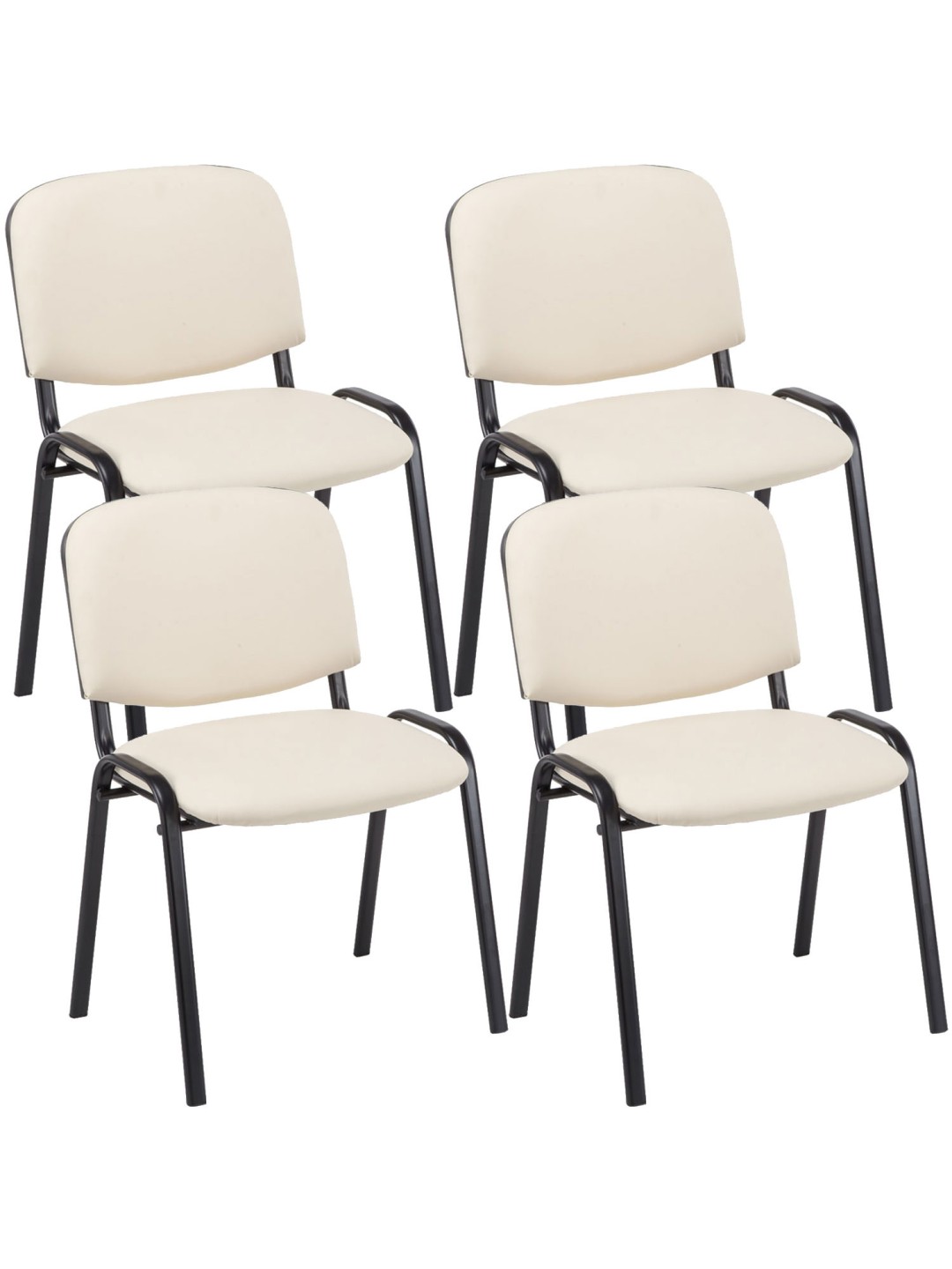 4 vierailijatuolin setti Ken keinonahkaa, kermanvärinen