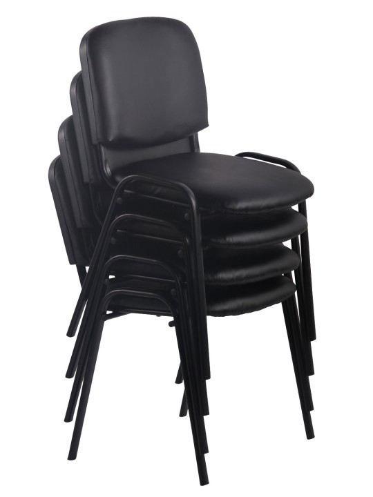 4 vierailijatuolin setti Ken keinonahkaa, musta