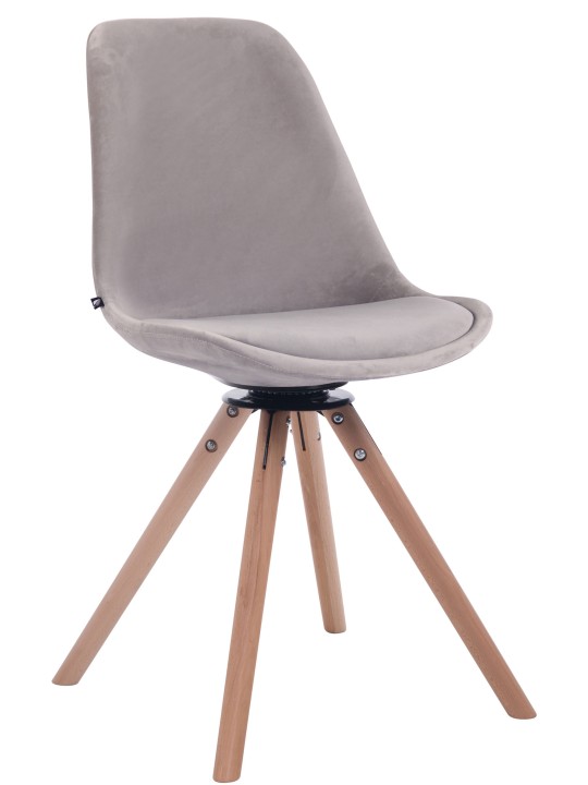 Ruokasalin tuoli Troyes sametti pyöreä luonnollinen, harmaa