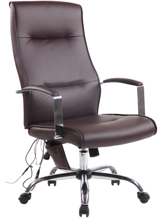 Portland keinonahkainen työtuoli hierontatoiminnolla, ruskea