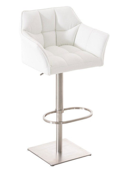 2 baarituolisarja Damaso keinonahka ruostumaton teräs, valkoinen