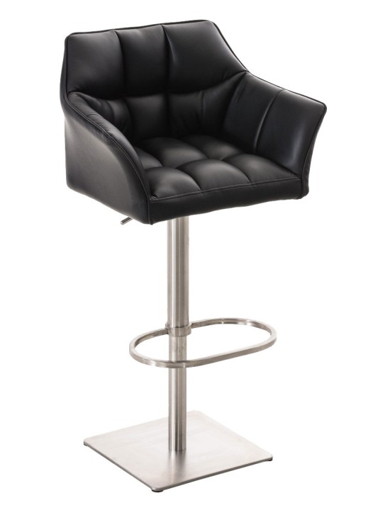 2 baarituolisarja Damaso keinonahka ruostumaton teräs, musta
