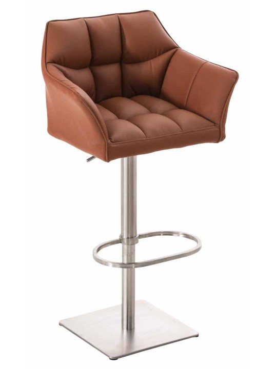 2 baarituolisarja Damaso keinonahka ruostumaton teräs, vaaleanruskea