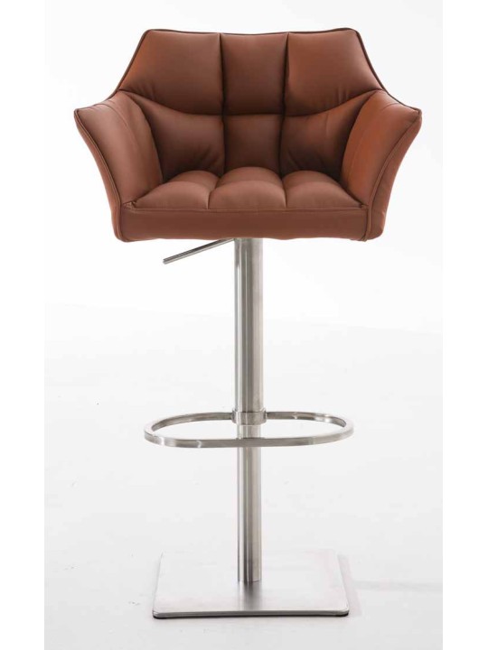2 baarituolisarja Damaso keinonahka ruostumaton teräs, vaaleanruskea