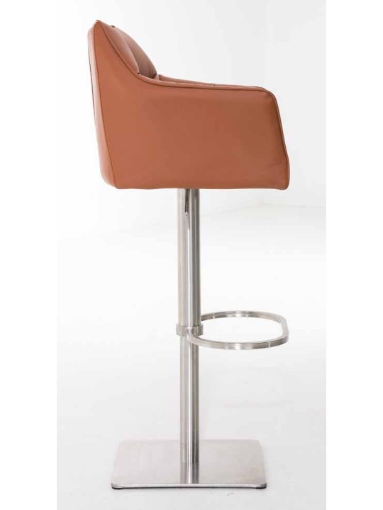 2 baarituolisarja Damaso keinonahka ruostumaton teräs, vaaleanruskea