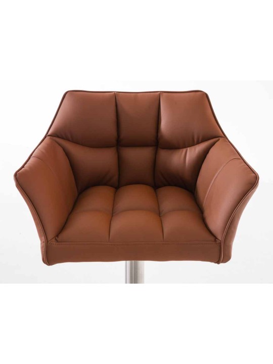 2 baarituolisarja Damaso keinonahka ruostumaton teräs, vaaleanruskea