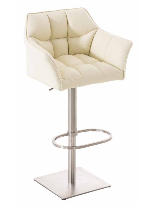 2 baarituolisarja Damaso keinonahka ruostumaton teräs, kermanvärinen