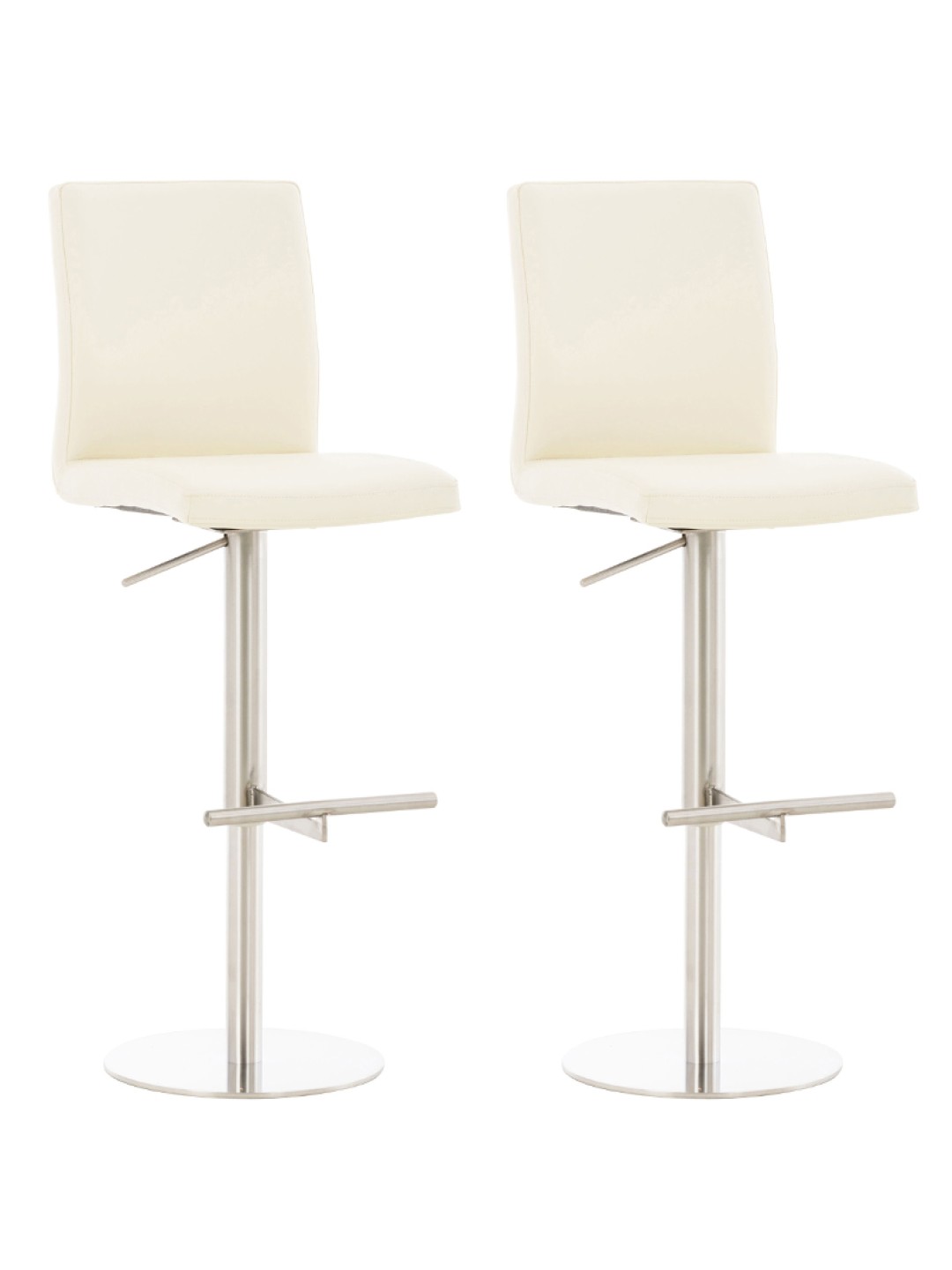 2 baarituolisarja Cadiz keinonahka ruostumaton teräs, kermanvärinen