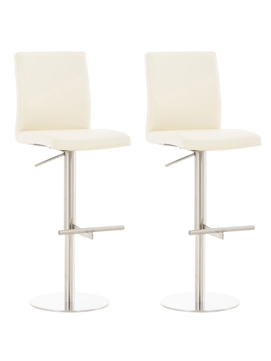2 baarituolisarja Cadiz keinonahka ruostumaton teräs, kermanvärinen