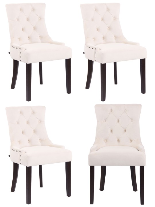 4 ruokapöydän tuolin setti Aberdeen sametti antiikki, kermanvärinen