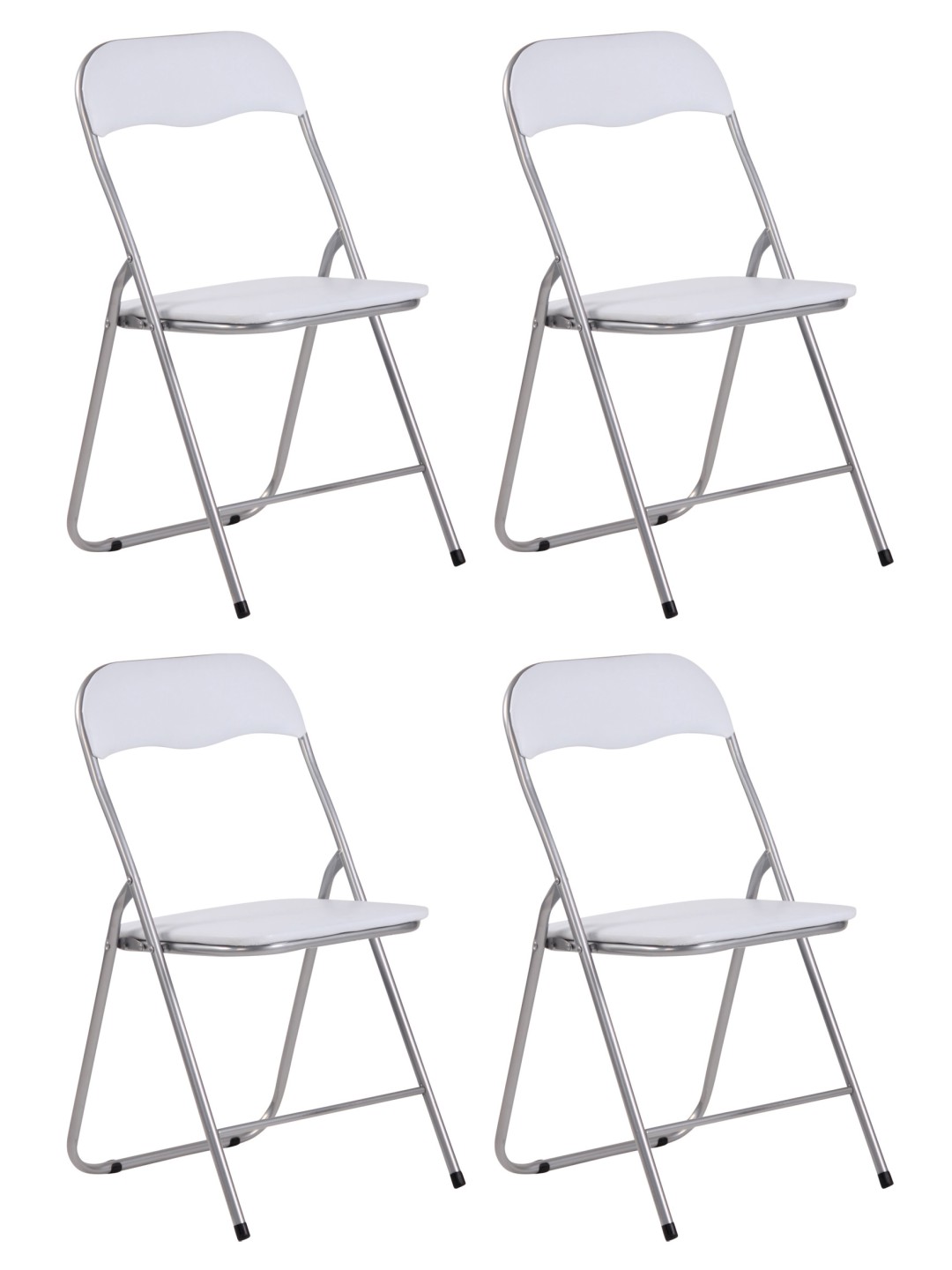 Set of 4 folding chairs Felix, valkoinen/hopea