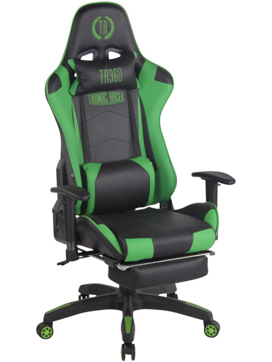 Kilpatyötuoli Turbo jalkatuella, musta/vihreä