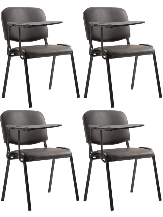 4 Ken-tuolin setti, taitettava pöytä keinonahalla, ruskea