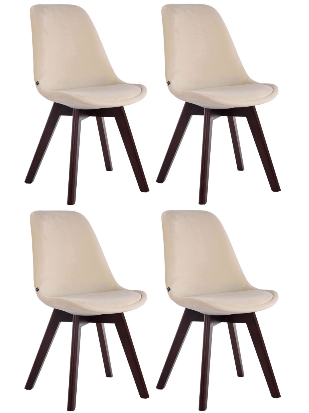 4 vierailijatuolin setti Borneo V2 sametti pähkinä, kermanvärinen