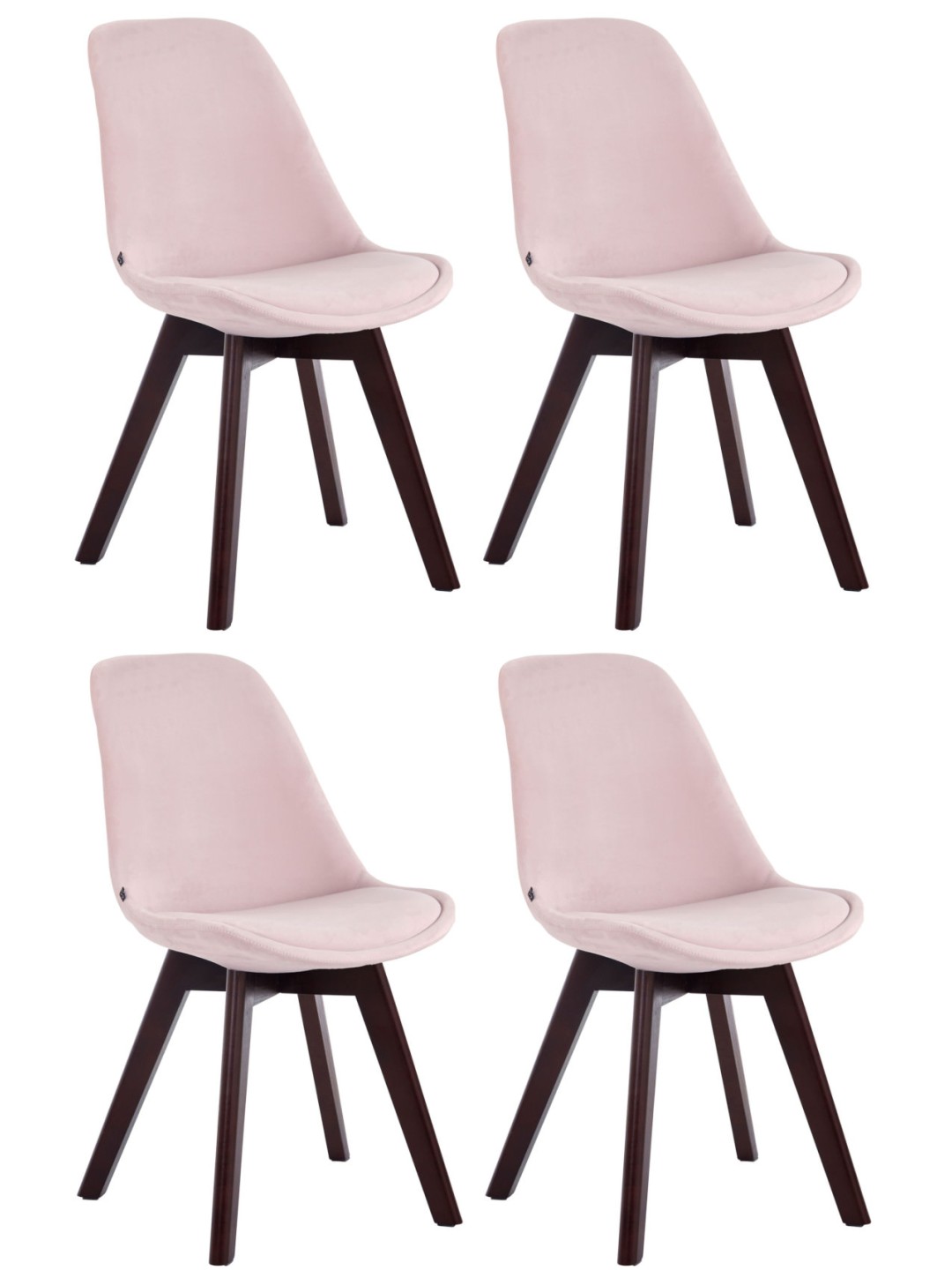 4 vierailijatuolin setti Borneo V2 sametti pähkinä, pinkki