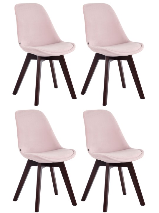 4 vierailijatuolin setti Borneo V2 sametti pähkinä, pinkki