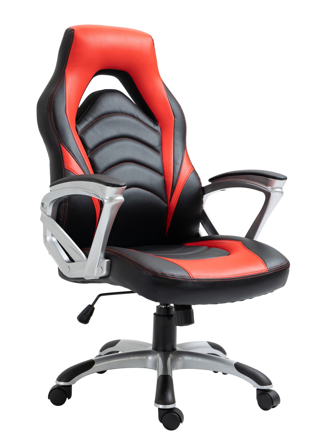 Foxton keinonahkainen työtuoli, musta/punainen