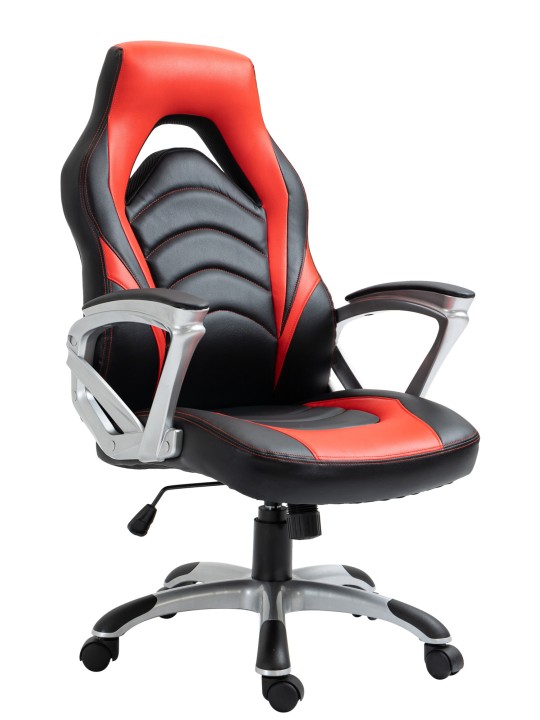 Foxton keinonahkainen työtuoli, musta/punainen