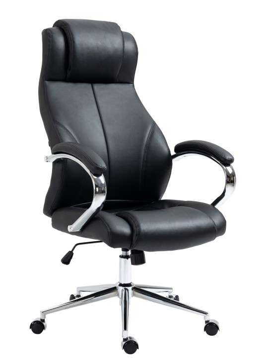 Työtuoli Salford aitoa nahkaa, musta