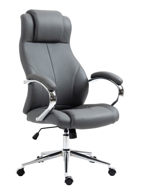 Työtuoli Salford aitoa nahkaa, harmaa