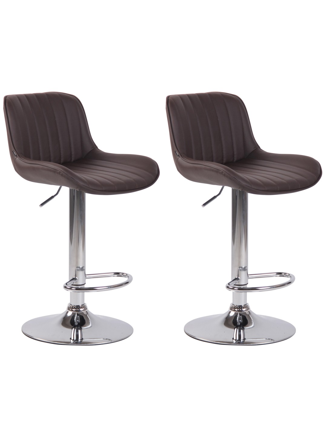 2 baarituolisarja Lentini keinonahka kromi, ruskea