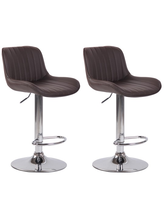 2 baarituolisarja Lentini keinonahka kromi, ruskea 2 baarituolisarja Lentini keinonahka kromi, ruskea