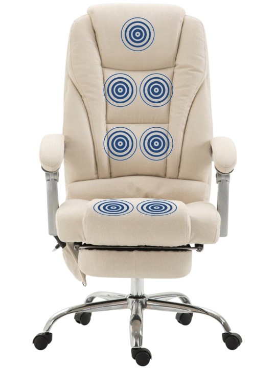 Pacific-kankainen työtuoli hierontatoiminnolla, kermanvärinen